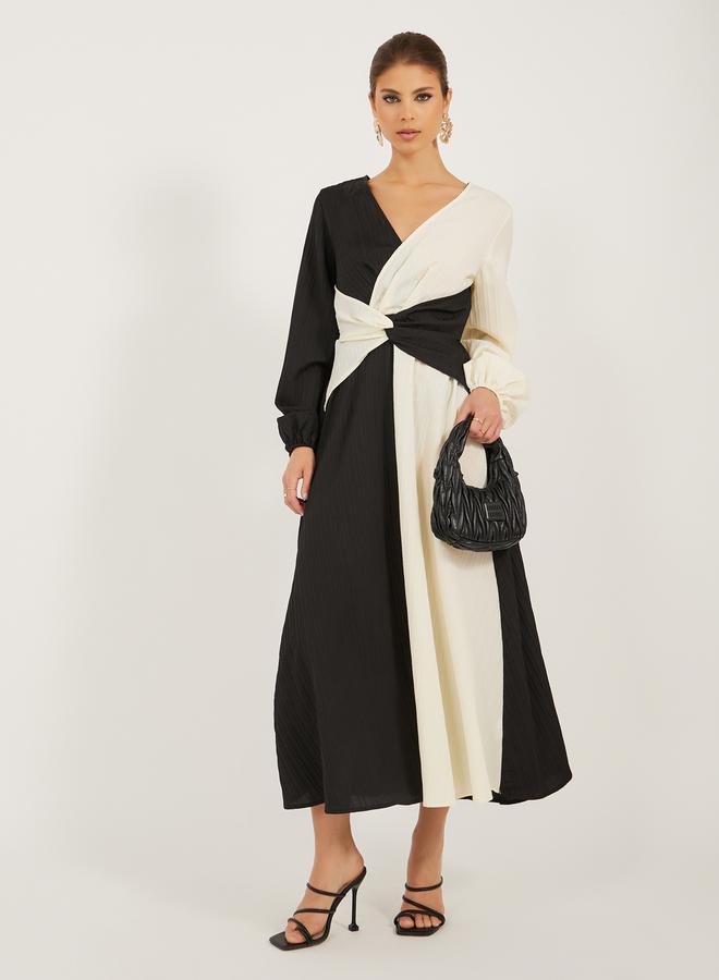 Styli Monochrome Knot Midi Dress  - Image 1