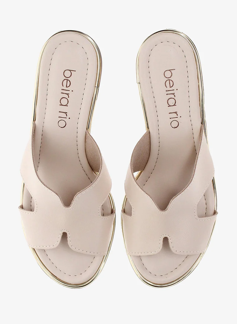 Beira Rio Cream Mid Heel Sandals for Women – Stylish & Comfortable Footwear for Any Occasion for Women | Best Price UAE