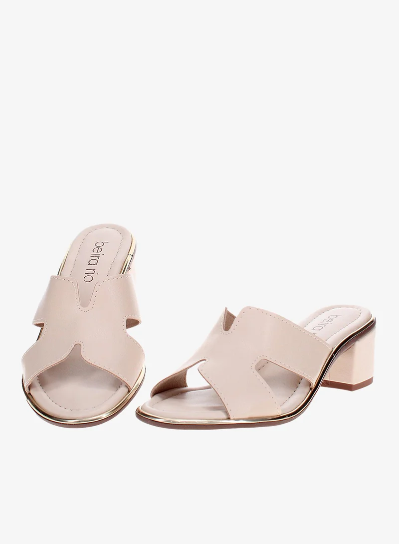 Beira Rio Cream Mid Heel Sandals for Women – Stylish & Comfortable Footwear for Any Occasion for Women | Best Price UAE