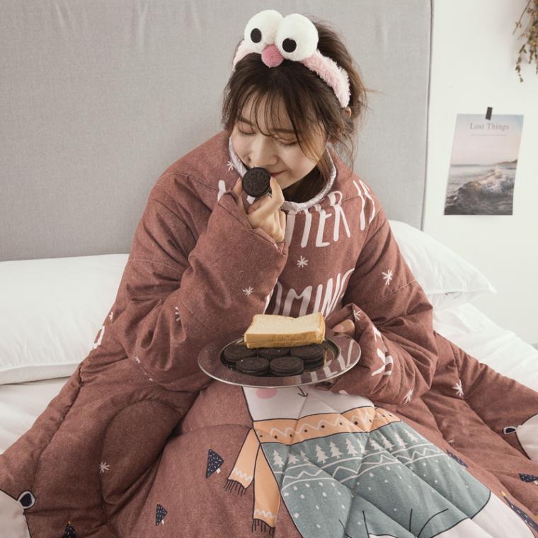 Tiktok Ins Lazy People Are Thickened With Sleeves To Keep Warm Single Student Dormitory Wearable Clothes And Quilts To Prevent Kicking - Image 5
