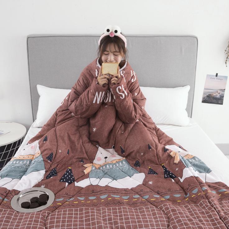 Tiktok Ins Lazy People Are Thickened With Sleeves To Keep Warm Single Student Dormitory Wearable Clothes And Quilts To Prevent Kicking - Image 2