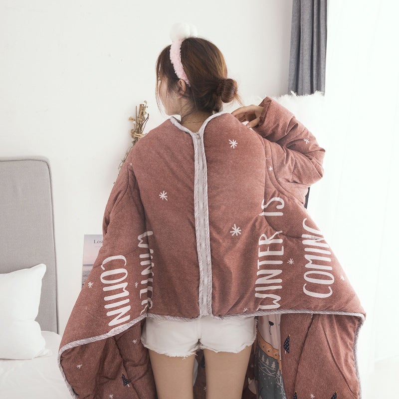Tiktok Ins Lazy People Are Thickened With Sleeves To Keep Warm Single Student Dormitory Wearable Clothes And Quilts To Prevent Kicking - Image 4