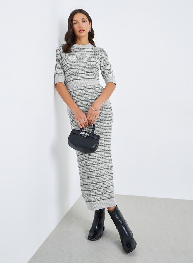 Styli Women Knit Midi Dress with Short Sleeves - Image 1