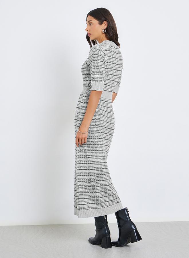 Styli Women Knit Midi Dress with Short Sleeves - Image 4