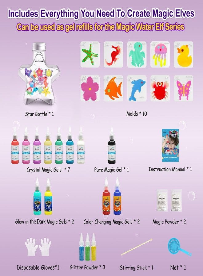 Kiditos Magic Water Elf Toy Kit-Squishies for Kids,12 Gels+10 Molds&1 Bottle, Magic Gel Water Pets Sensory Toy, Fun DIY Craft Kit & Refill, Party Favors, Birthday & Christmas Gifts for Kids Ages 3+ - Image 5