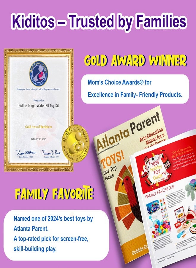 Kiditos Magic Water Elf Toy Kit-Squishies for Kids,12 Gels+10 Molds&1 Bottle, Magic Gel Water Pets Sensory Toy, Fun DIY Craft Kit & Refill, Party Favors, Birthday & Christmas Gifts for Kids Ages 3+ - Image 2