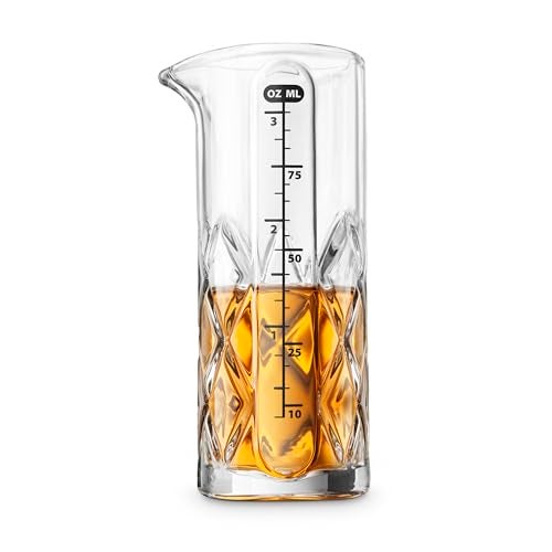 Final Touch Yarai Jigger Precision Cocktail Mixing Tool with Spout for DripFree Pouring HeavyDuty Glass Construction Classic Japanese Design 34oz 100ml Capacity FTA7035
