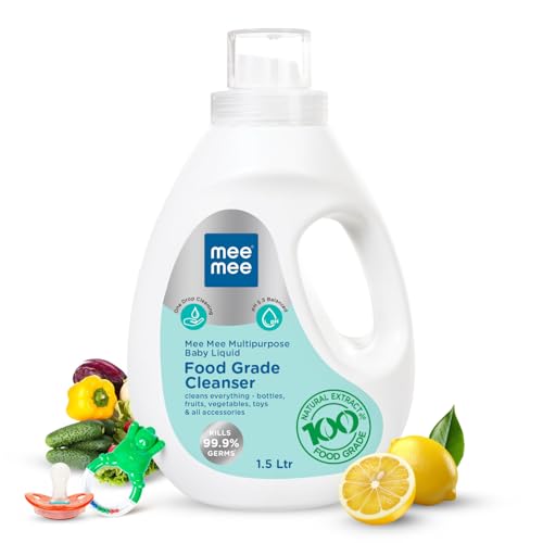 Mee Mee Food Grade Liquid Cleanser 1.5 L | Anti-Bacterial, Kills 99.9% Germs, 100% Natural Formula | For Baby Bottles, Accessories, Toys, Fruits & Veggies | One Drop Cleaning, Dermatologically Tested - Image 1