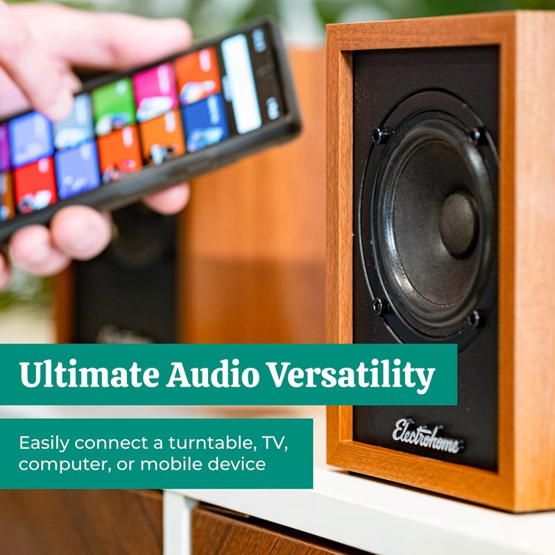 Electrohome Huntley Powered Bookshelf Speakers with Built-in Amplifier and 3" Drivers for Turntable, TV, PC and Wireless Music Streaming Featuring Bluetooth 5, RCA and Aux (EB10) - Image 3