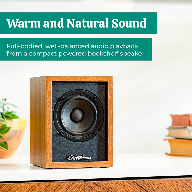 Electrohome Huntley Powered Bookshelf Speakers with Built-in Amplifier and 3" Drivers for Turntable, TV, PC and Wireless Music Streaming Featuring Bluetooth 5, RCA and Aux (EB10) - Image 2