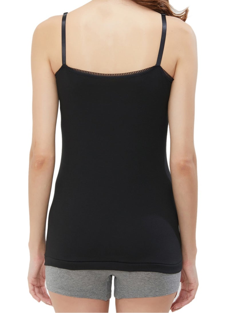 BYC WOMEN'S ADJUSTABLE STRAP COTTON CAMISOLE (PACK OF 3) - BLACK  - Image 5
