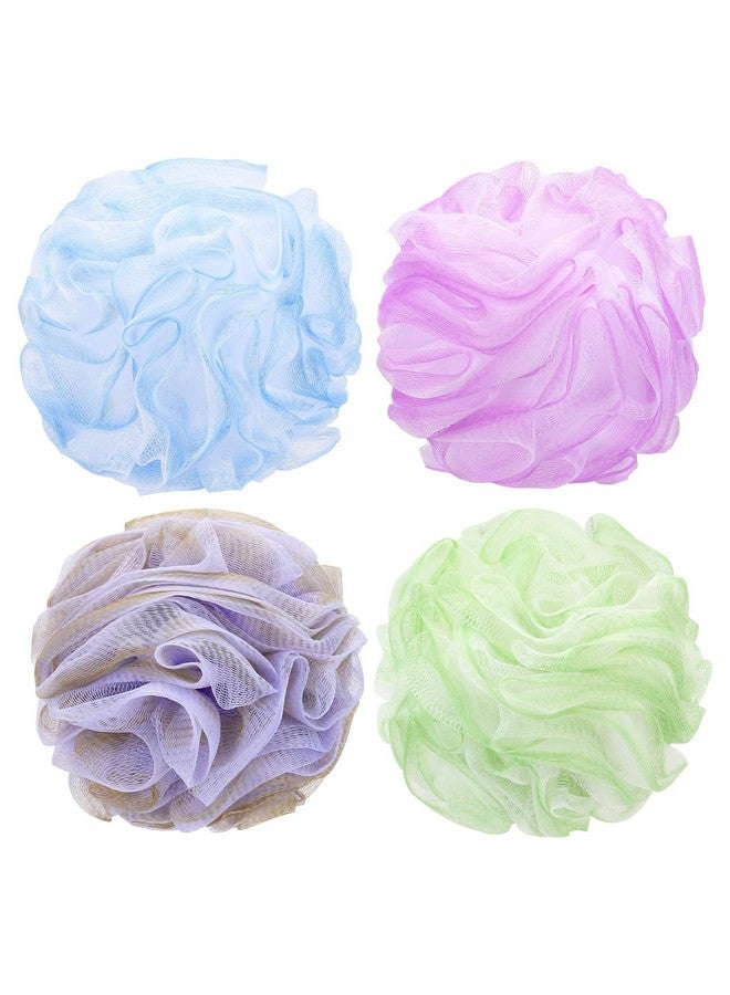 Tbestmax 4 Pack Bath Sponge Pouf Shower Loofah Body Scrubber Exfoliator, 60G/Piece - 4 Colors - Image 1