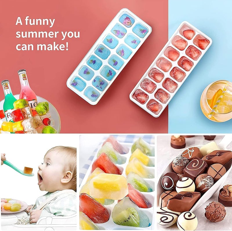 Airabc Ice Cube Tray, Pack of 10, Silicone Ice Cube Tray with Lid, Space-Saving and Stackable Ice Tray, LFGB Certified and BPA-Free, Square Ice Cube Trays, Easy to Remove - Image 2