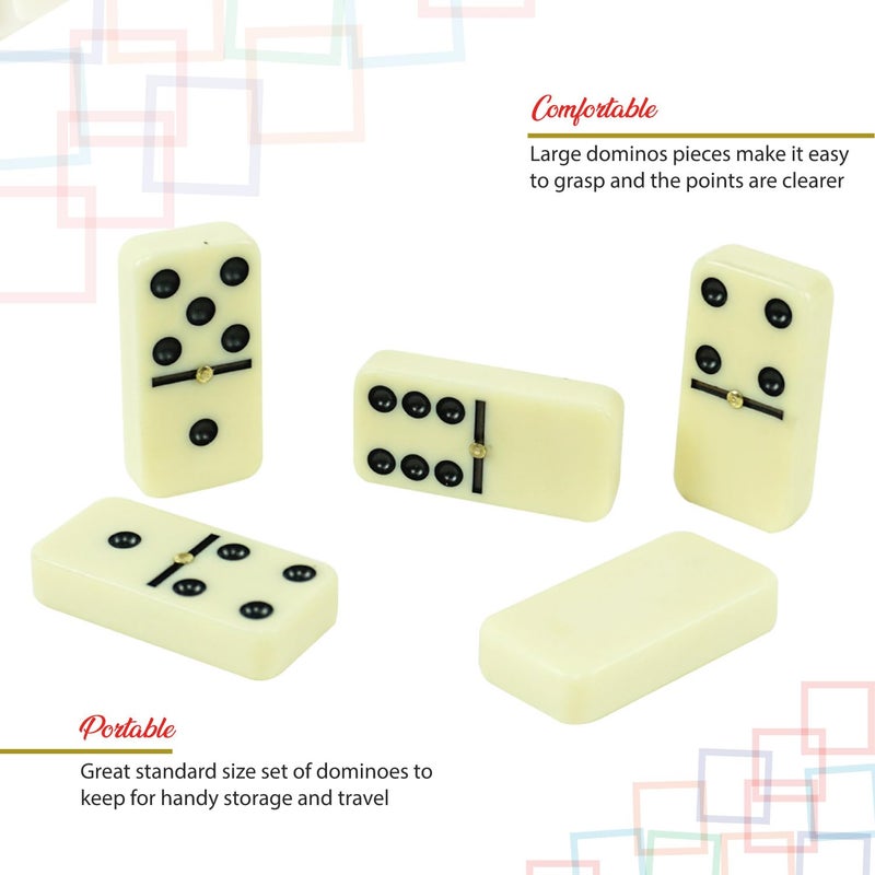 ERLLE - Premium Double 6 Dominoes Set, Classic Domino Game with Leather Case, Domino Set for Adults & Kids, Durable, Travel-Friendly, and Easy to Read Tiles - Image 4
