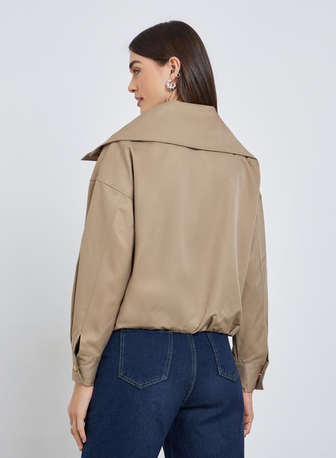 Styli Women Beige Regular Fit Bomber Jacket - Image 5