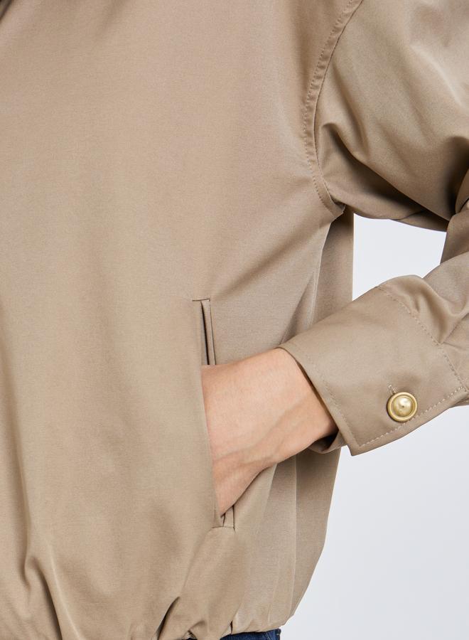 Styli Women Beige Regular Fit Bomber Jacket - Image 4