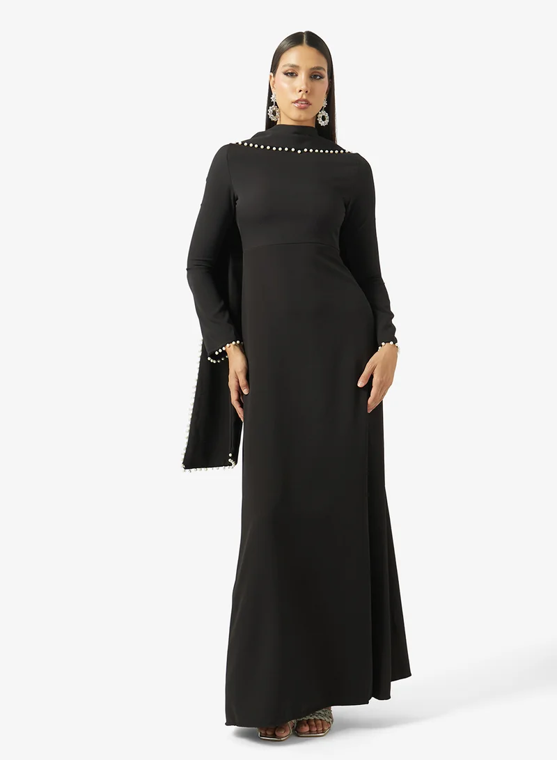 خزانة Cape Dress With Embellished Hem