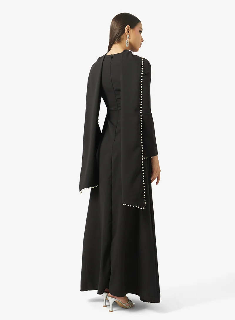 خزانة Cape Dress With Embellished Hem