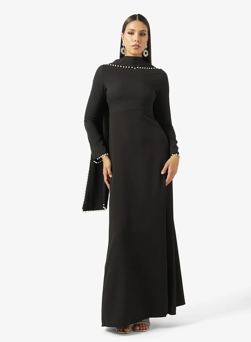 Khizana Cape Dress With Embellished Hem