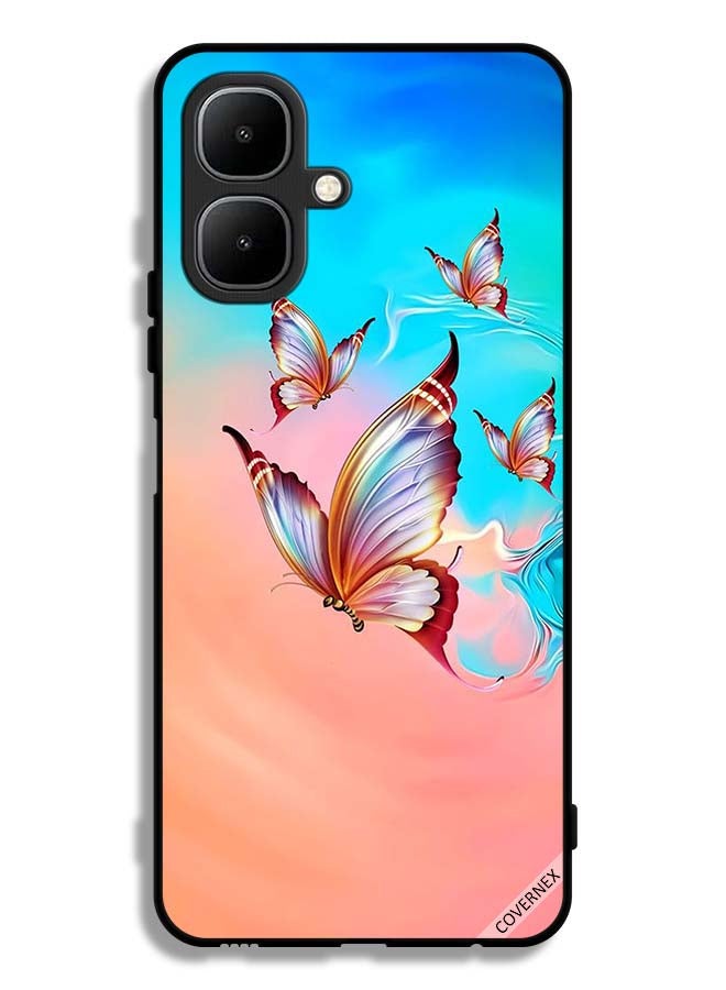 Infinix Smart 10 Protective Case Cover Butterflies Flying Over Paint Color