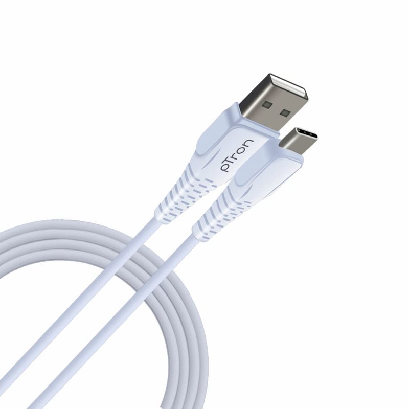 pTron USB-A to Type-C 2.4A Fast Charging Cable compatible with Android Phones/Tablets, 480mbps Data Transfer Speed, Made in India, Solero T241 Tangle-free Type-C USB Cable (Round, 1M, White) - Image 5