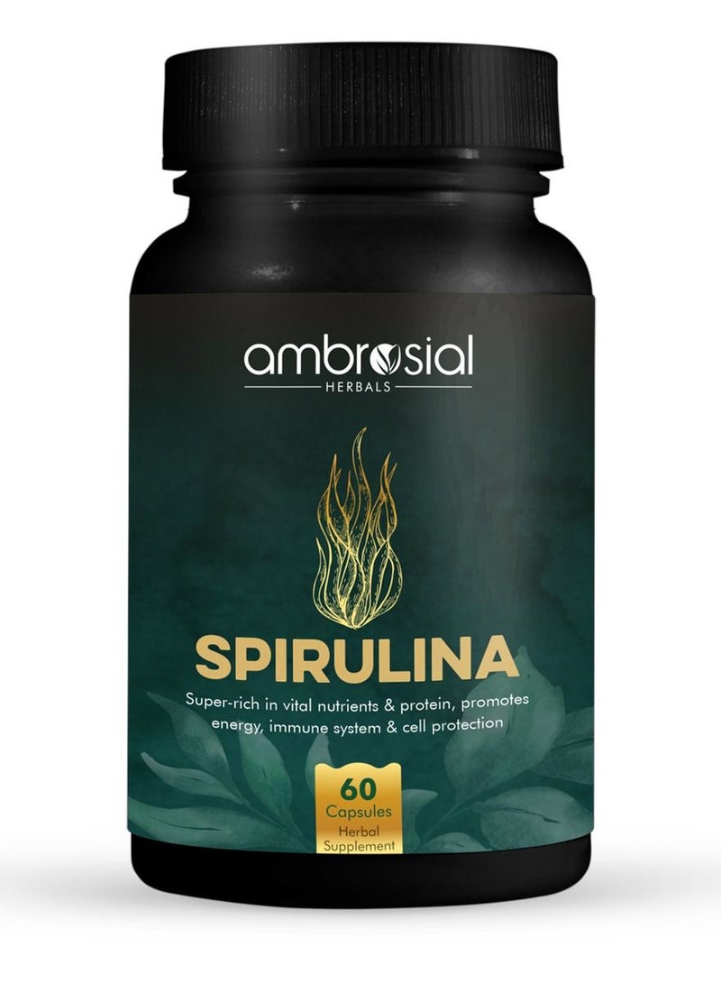 Spirulina Capsules, Highly Dosed- 500 mg Per Tablet - 60 Capsules