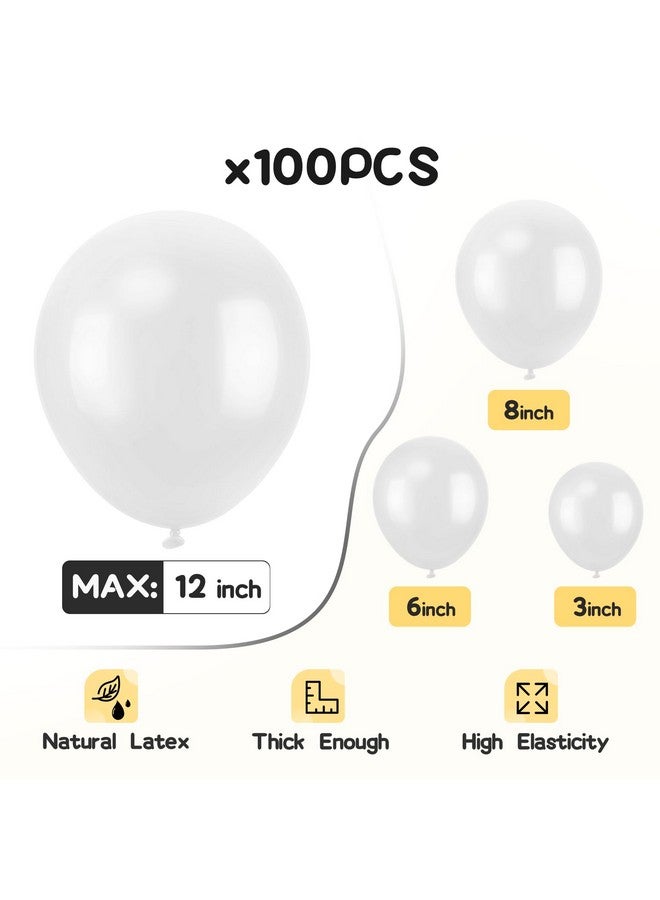EMART EMART 100pcs White Balloons 12 Inch with Ribbon, Latex Helium Quaility for Birthday, Wedding, Baby Shower, Graduation, Christmas Decor - Image 3