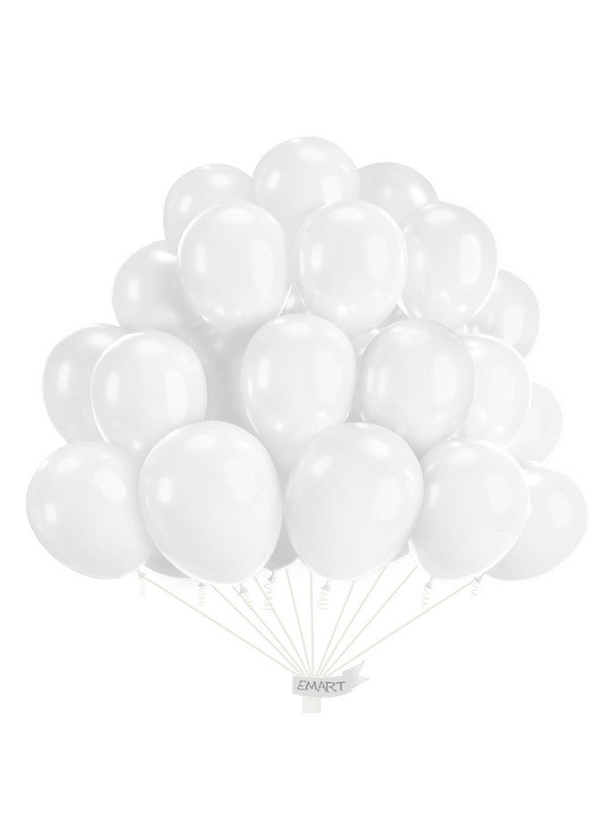 EMART EMART 100pcs White Balloons 12 Inch with Ribbon, Latex Helium Quaility for Birthday, Wedding, Baby Shower, Graduation, Christmas Decor - Image 1