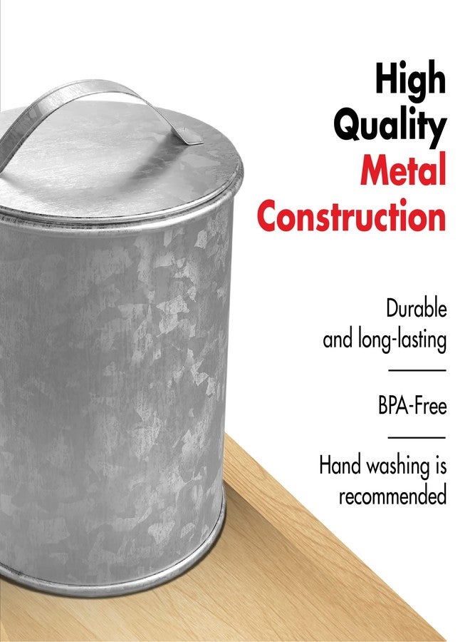 Amici Home Newport Galvanized Metal Canister | Dry Food Storage Container - 56 Ounce Capacity | Farmhouse Décor | Rustic Metal Canister for Kitchen Countertop (Silver) - Image 3