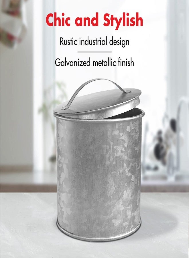 Amici Home Newport Galvanized Metal Canister | Dry Food Storage Container - 56 Ounce Capacity | Farmhouse Décor | Rustic Metal Canister for Kitchen Countertop (Silver) - Image 4