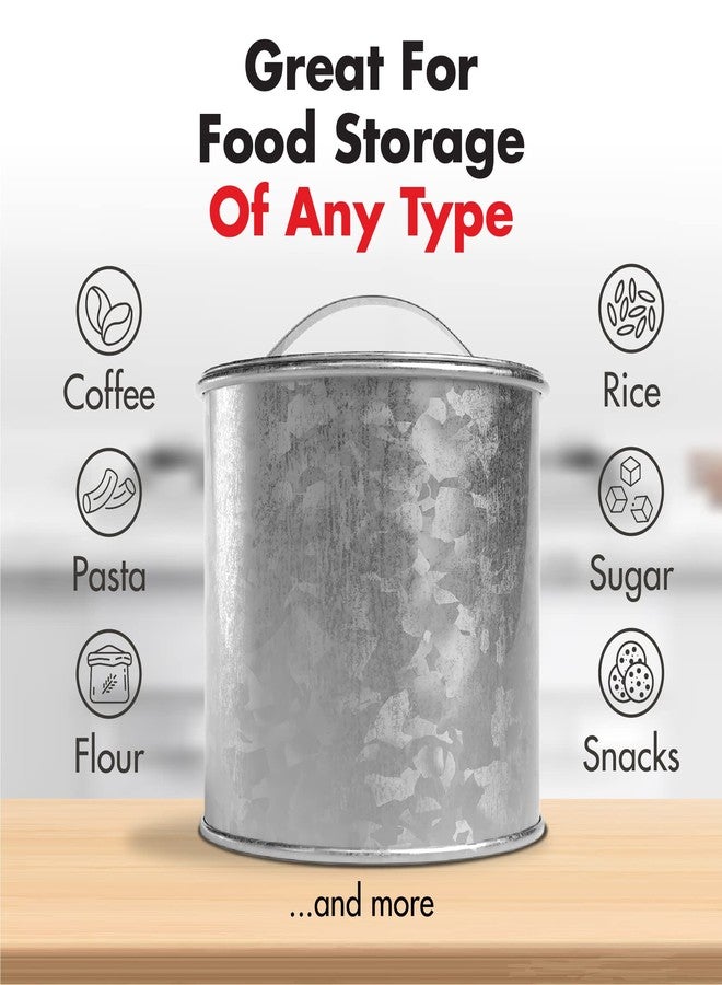 Amici Home Newport Galvanized Metal Canister | Dry Food Storage Container - 56 Ounce Capacity | Farmhouse Décor | Rustic Metal Canister for Kitchen Countertop (Silver) - Image 5