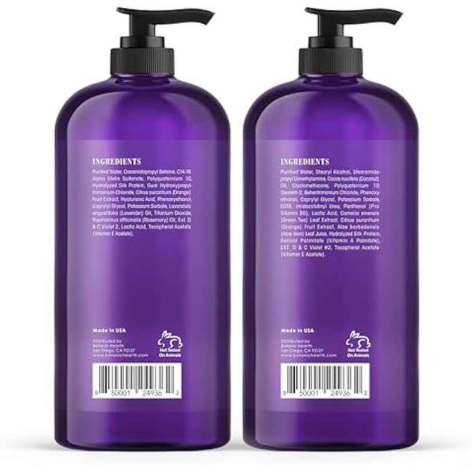 Botanic Hearth PURPLE SHAMPOO AND CONDITIONER SET - FOR ALL SHADES OF BLONDE, SILVER AND GRAY HAIR - ENHANCES HIGHLIGHTS - SULFATE FREE, PARABEN FREE, 16 FL OZ EACH - Image 2