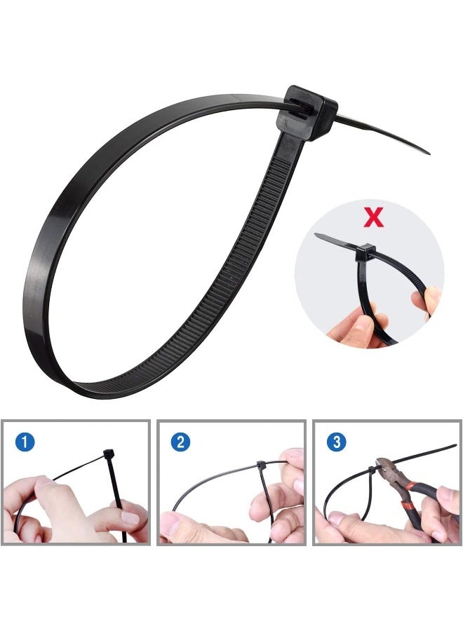 Biella 100Pcs Cable Ties Nylon Zip Ties Wraps - Cable Self-Locking Multi-Purpose Ties For Home, Office, Garden, Workshop, Industrial Etc (Black, 300X3.6Mm) - Image 3