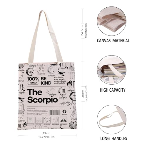 G2TUP Scorpio Inspired Gift 100% Human Be Kind The Scorpio Tote Bag Astrology Lover Handbag Zodiac Merch - Image 3