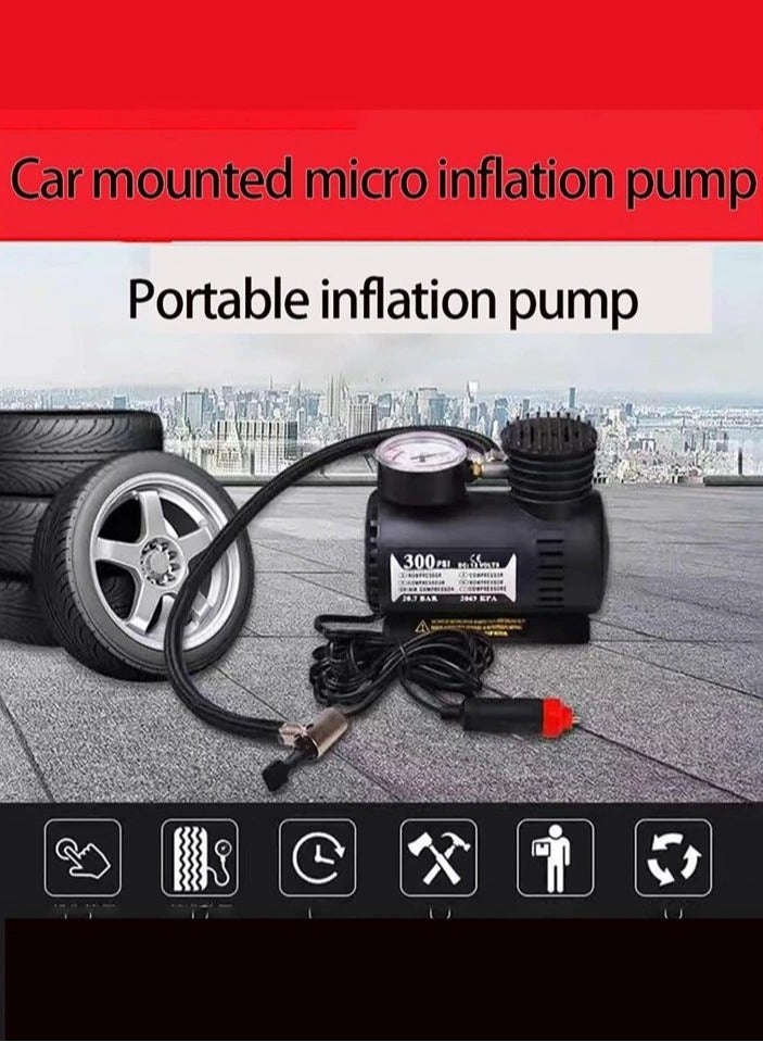 Portable Emergency Air Compressor - Inflator Pump For Car / Motorcycle / Tire / Football - 12V - Image 2