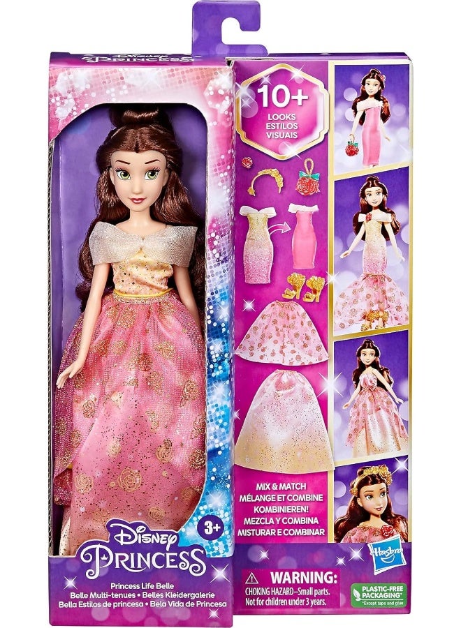 Disney Princess Life Belle Fashion Doll, 10 Outfit Combinations, Fashion Doll Clothes and Accessories, Toy for Kids 3 Years Old and Up - Image 4