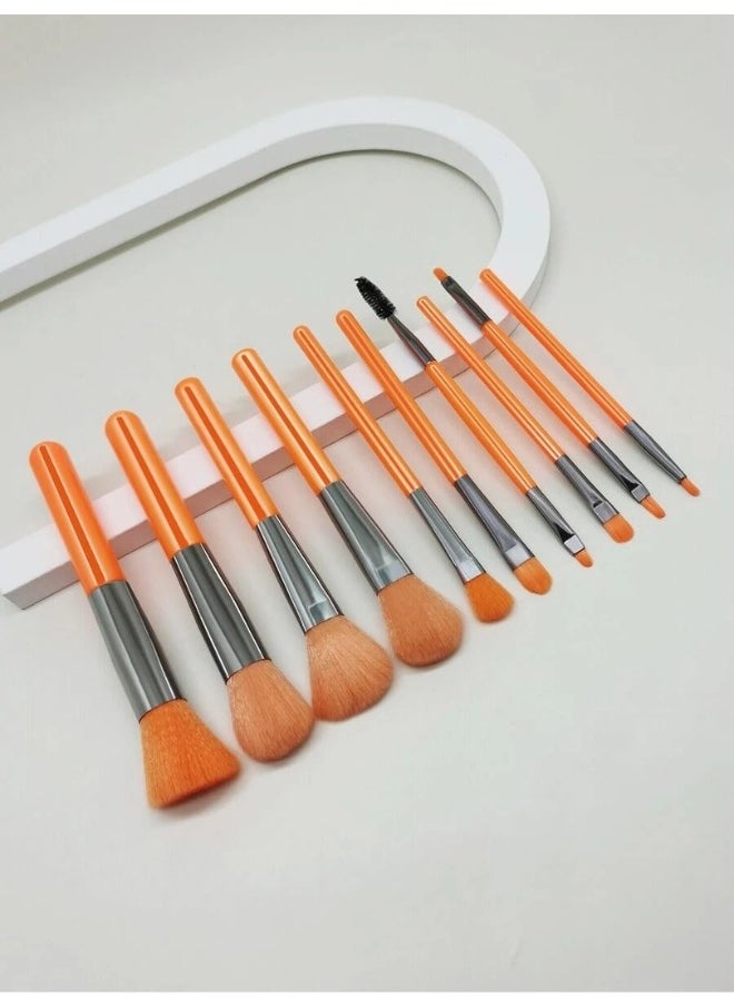 KIKI - Set of 10 Makeup Brushes-Orange - Image 1