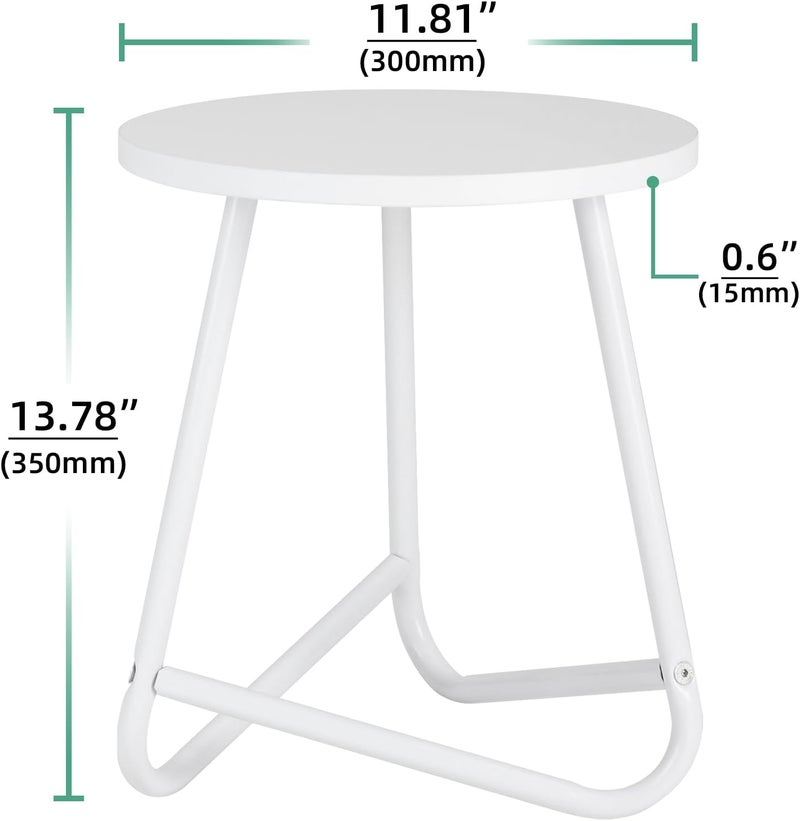 HDANI 35 cm Round Plant Stand, Flower Stand, Set of 2, Plant Shelf Made of Wood and Metal, Modern Shelf for Indoor Plants for Living Room, Balcony and Office, White - Image 2