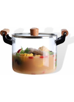 Happy Home High quality heat and high temperature resistant glass cooking pot with elegant wooden handle, large capacity 3.5 liters  - Image 1