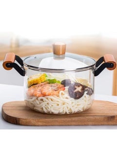 Happy Home High quality heat and high temperature resistant glass cooking pot with elegant wooden handle, large capacity 3.5 liters  - Image 2
