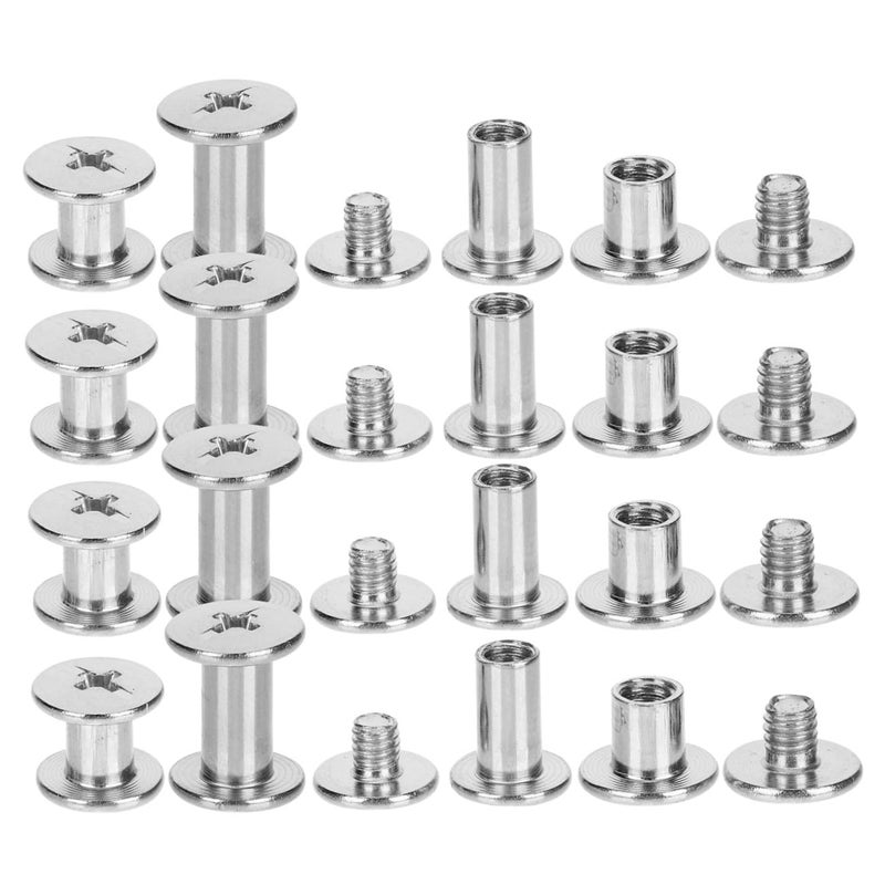 WOONEKY Binding Screws 75pcs Set Nickel Plated Steel Chicago Screws for Book Binding Leather Saddles Photo Albums with 6mm 8mm 10mm Lengths Fastener Kit for Scrapbook Repair - Image 1