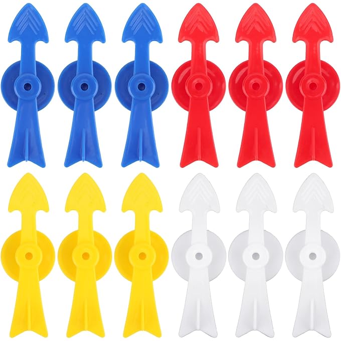 Gosknor 12pcs Arrow Game Spinners, Premium Plastic V-Shaped Board Game Spinners Replacement Pieces for Board Games Classroom Activities DIY Projects(Yellow, Blue, Red, White) - Image 1