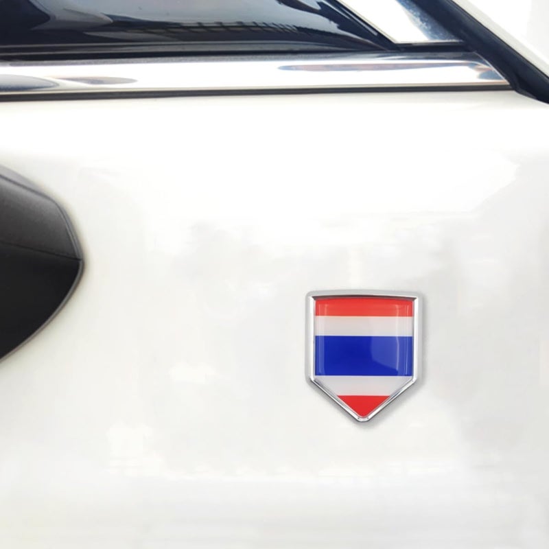 Overdecor 2 Pack Thailand Flag Decal Thai Sticker Emblem Chrome Shield Flags for Car Bumper - Image 4