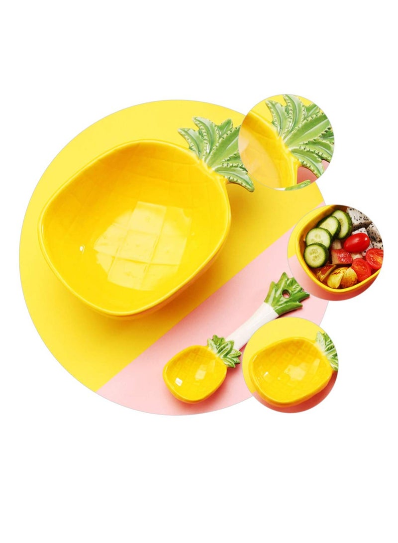 SYOSI Pineapple Dish nut Tray, Appetizer Plate Mini Dipping Plates, Shape Bowl with Spoon Dessert Salad Pasta Bowls Food Serving Tray for Fruit Cheese Dessert Snack - Image 2