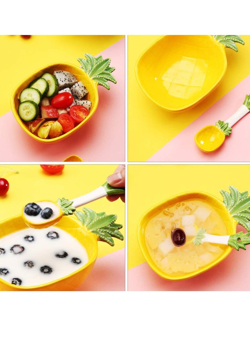 SYOSI Pineapple Dish nut Tray, Appetizer Plate Mini Dipping Plates, Shape Bowl with Spoon Dessert Salad Pasta Bowls Food Serving Tray for Fruit Cheese Dessert Snack - Image 3