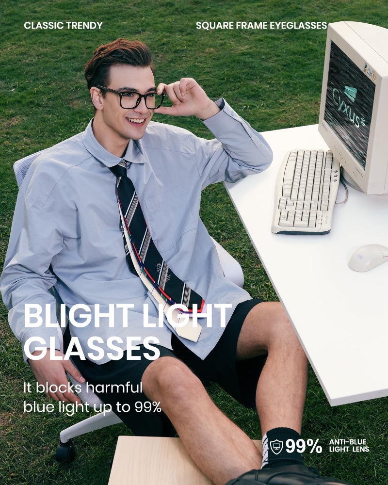 Cyxus Blue Light Blocking Computer Glasses Square Classic Retro Clear Lens Eyeglasses Frame for Women and Men - Image 3