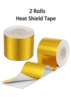 GMORO 2 Rolls Heat Shield Tape Cool Tapes Aluminum Foil Heat Reflective Adhesive Heat Shield Thermal Barrier Foil Tape Self-Adhesive Heat Resistant Tape for Hose and Auto Use,(Gold, 2 Inch x 32.8 ft)  - Image 1