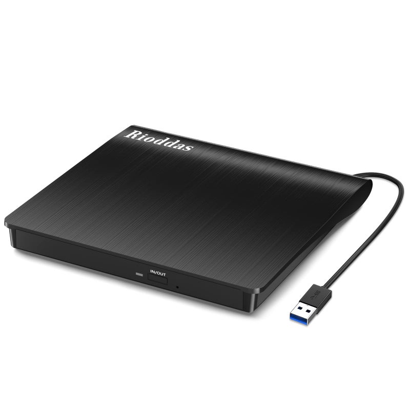 Rioddas External CD/DVD Drive for Laptop, USB 3.0 CD DVD Player Portable +/-RW Burner CD ROM Reader Writer Disk Duplicator Compatible with Laptop Desktop PC Windows Apple Mac Pro MacBook Linux - Image 1