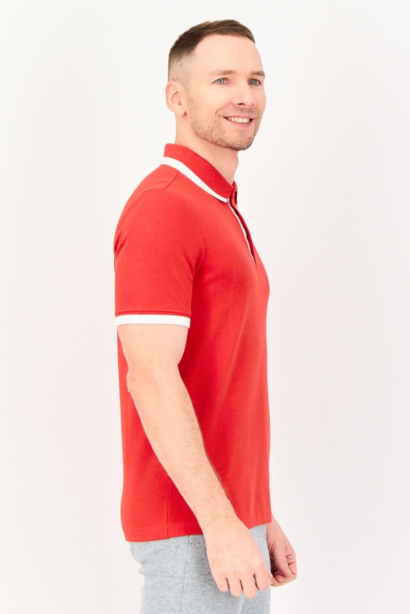 PUMA قميص بولو قصير الأكمام للرجال بتصميم عادي، أحمر - Image 2