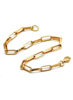 Gold Zone Real Gold Thick Link Paper Clip Solid Chain Bracelet  - Image 1